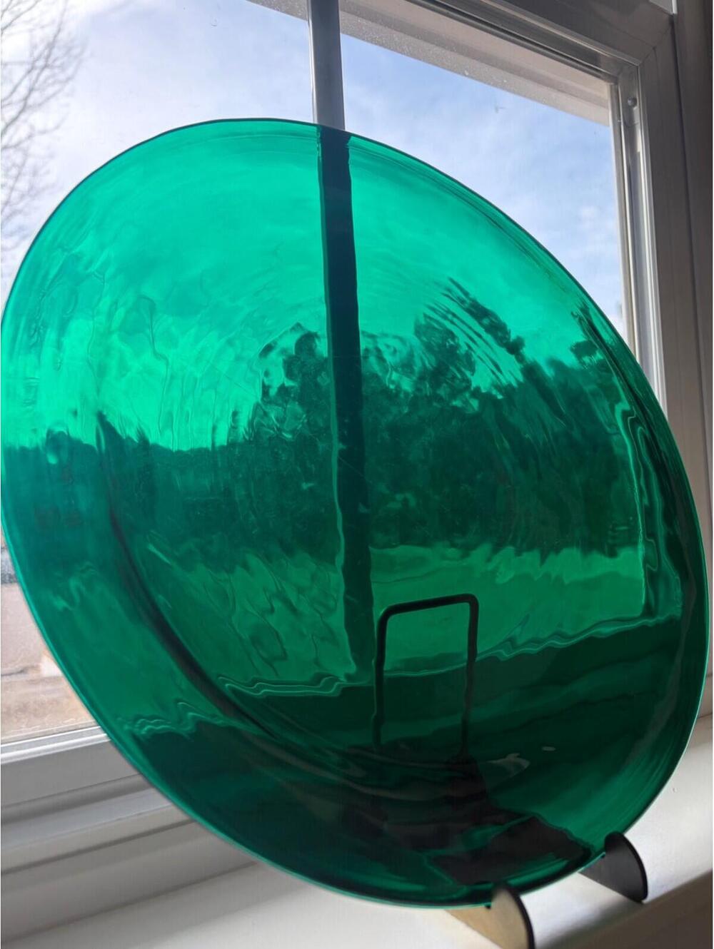 Artisan Crafted 12” Vintage Large Emerald Green Glass Charger Plate